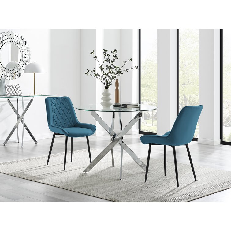 Round glass dining table outlet set for 2